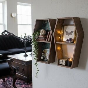 Handmade Coffin Curio Shelf